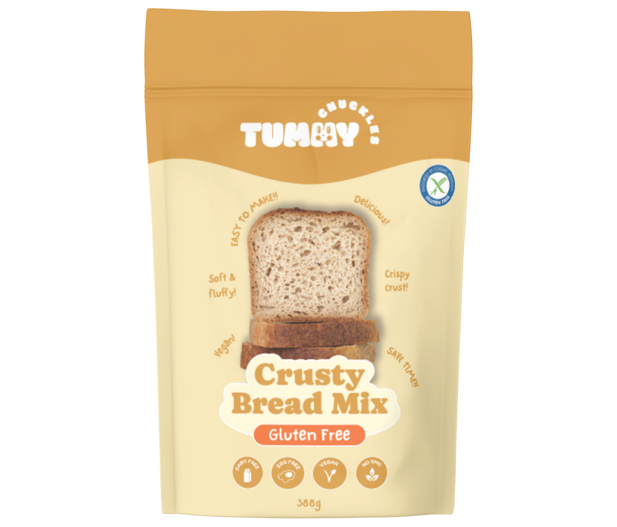 Packaging of Crusty Bread Mix by Tummy Chuckles on a white background