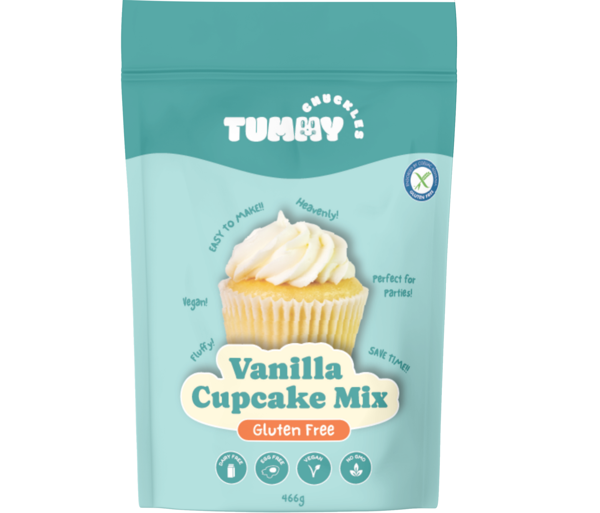 Packaging of Vanilla Cupcake Mix by Tummy Chuckles on a white background